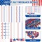 4th of July Party Favors, 120PCS Patriotic Beads Necklaces, Metallic Patriotic Independence Day Red Blue White Necklace USA Hat Flags Pendant